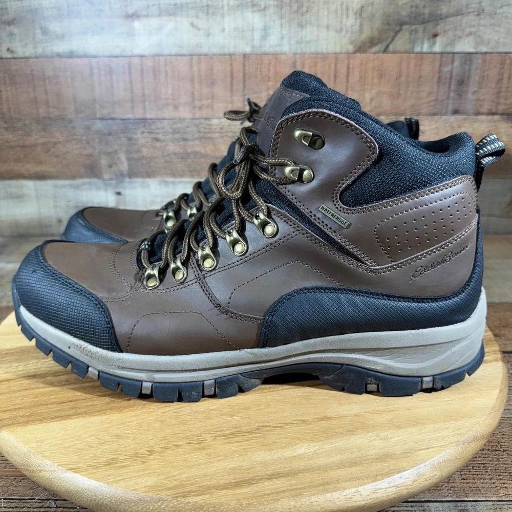 Eddie Bauer Hiking Boots Mens 13 Brown Waterproof Brad Leather Trail Shoes 73605